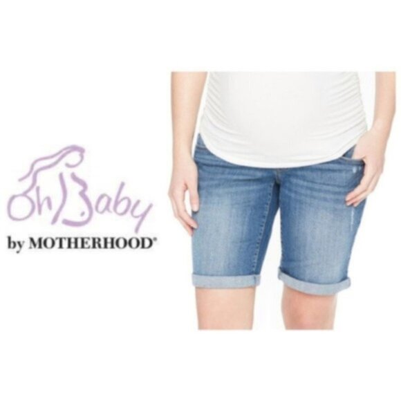 Oh Baby by Motherhood Maternity  Womens Pockets Bermuda Jean Shorts Sz S New - Picture 5 of 7